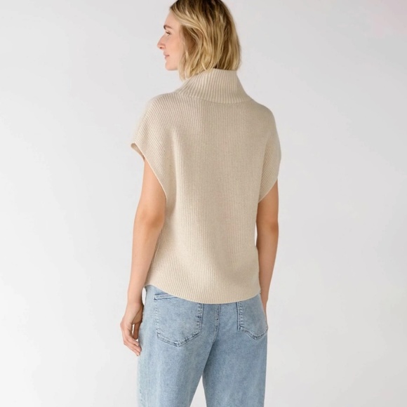 🌺Host Pick!🌺 OUI Boxy Cap sleeve Ribbed knit Cream/Oatmeal Wool blend Size 12 - Picture 6 of 14